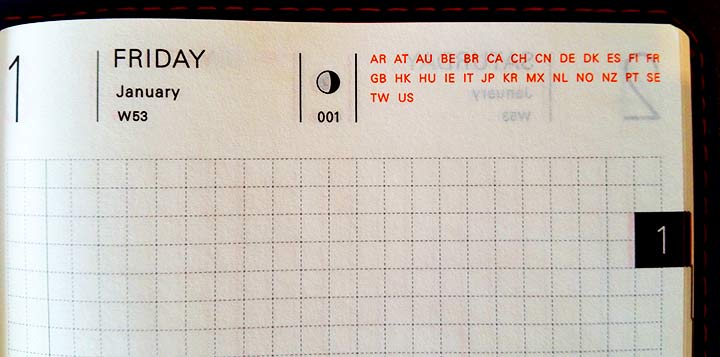 Header of the daily layout pages in the Hobonichi.
