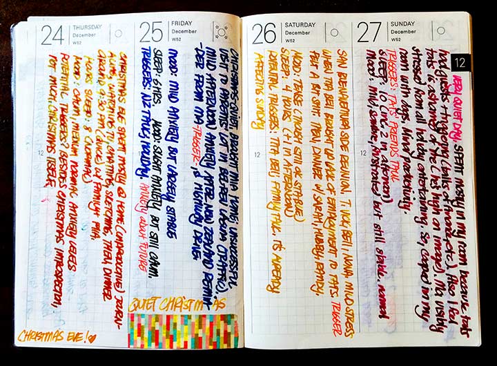 Hobonichi Two days a page layout- the closing days of 2015.