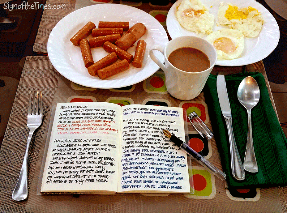 Midori Notebook journal over breakfast